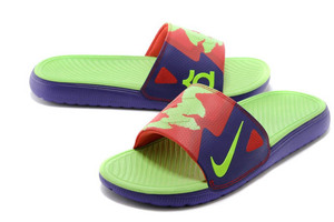 Solarsoft Kevin Durant Court Purple/Electirc Green and Crimson KD Sandals - Men Size