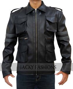 RESIDENT EVIL 6 LEON KENNEDY BLACK HANDMADE LEATHER JACKET