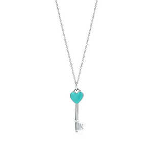 Heart key charm + chain in sterling silver