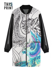 ROMWE Phoenix Tattoo Reversible Coat