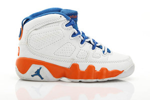 Michael Jordan Retro 9 Fontay Montana Kid Sneaker - Pure Platinum/Game Royal/Mandarin