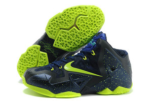 Nike Zoom LeBron XI 11 Navy Blue with Neon Green Discount Shoes