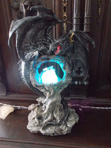 MYSTIC LEGENDS DRAGON AND EGG TABLE LAMP STATUE FIGURINE LED LIGHT