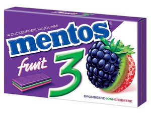 mentos Gum "3" Fruity Fresh Brombeere-Kiwi-Erdbeere