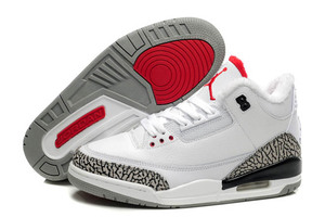 Jordan 3III Air Retro Sneaker White Fur Lining Grey Cement Red