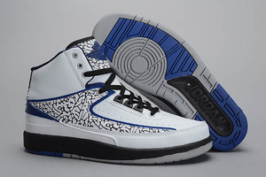 NBA Basketball Shoes Jordan Brand Retro 2 White/Blue/Black "Dark Concord" -Men