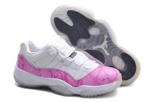 Pink Snakeskin - Womens Nike Air Michael Retro 11 (XI) Low Athletic Shoes in Pink and White Colorway