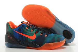 Low-Cut Men Size Kobe Bryant IX 9 "Peach Jam" EM Sports Trainers Black Green Blue and Orange Color