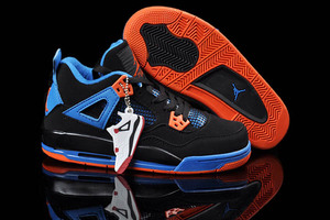 Women Air Jordan Retro 4 Cavs - Black/Safety Orange/Game Royal Blue