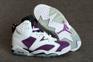 Michael Jordan Retro 6 VI White Pink Black with Bright Grape Lady Nike Brand Sneakers Online Sale