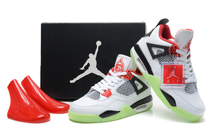 Air Jordan 4 Yeezy Glow Shoes Mens Nike Shoes White/Black/Red