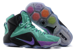 Nike Brand New Arrival King James Black/Green/Purple LeBron 12 XII Sneakers