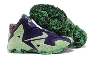 All Star Green Glow in the Darkness with Purple Venom Colors Men Size LeBron James 11 (XI) Athletic Shoes