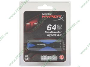 Флеш-драйв 64ГБ Kingston "DataTraveler HyperX 3.0" (USB3.0)