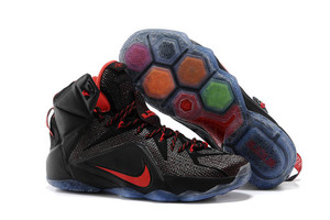 King James Lebron 12 Black/Red with Icy Sole Mens Sports Shoes Online Sale