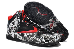 Graffiti - Air LeBron 11 White/University Red and Black New Release NBA Nike Basketball Shoes