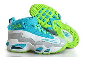 Griffey Max 1 Sports Shoes in White/White/Turbo Green and Wolf Grey Colorway for Men