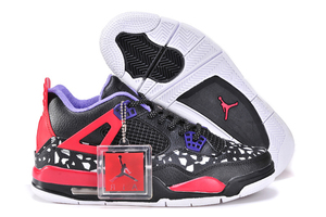 Custom "Area 72" Air Jordan AJ 4 (GS) Black & Purple/Red & White Female Shoes