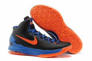 Female Kevin Durant 5 Basketball Shoes Black Photo Blue Team Orange