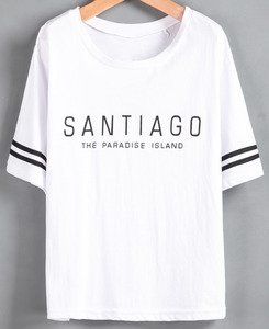 Striped Letters Print T-Shirt