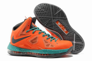 Air Lebron X Total Orange/Green/Grey Mens Sneaker