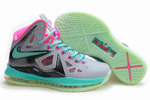 Female Air Max Lebron 10 Luminous Grey-Jade-Pink Sport Shoes-Womens