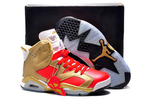 Nike Air Michael Jordan Retro VI 6 "Gold Blooded" Sports Footwear for Men in Colorway Black White Red and Gold