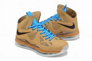 King James LeBron X Cork QS Brown-Blue Nike Mens Sport Shoe