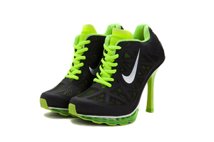 Nike Womens Air Max 2011 High Heels Boots Shoes Black & Summit White/Neon Lime Colorways