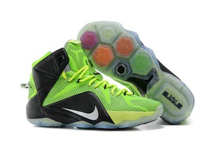 Female Size Nike LeBron 12 XII Volt/Black with White Basketball Shoes