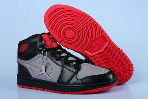 Nike Mens Sport Shoes Sale Online Air Jordan 1 Black/Grey and Gym Red