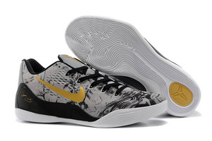 Low Ladies Nike Kobe IX EM Metallic Gold/Black/White and Easter Grey Training Sneakers