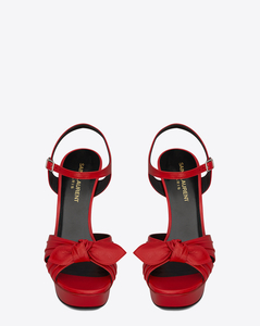 SAINT LAURENT BIANCA 105 BOW SANDAL IN RED LEATHER