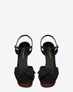 SAINT LAURENT BIANCA 105 BOW SANDAL IN BLACK LEATHER