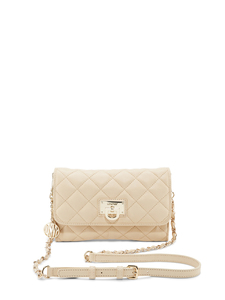 DKNY QUILTED LEATHER SMALL FLAP CROSSBODY