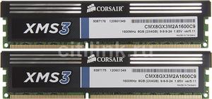 Corsair XMS3 CMX8GX3M2A1600C9 [1600MHz, 8GB (2x4GB), 9-9-9-24, 1.65V]