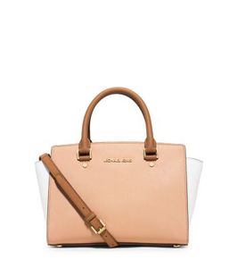 Michael Kors Selma Medium Color-Block Leather Satchel