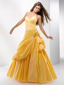 2015 Halter Low Back Ruched Layered Ball Gown