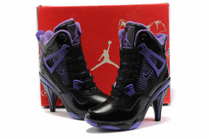 nike jordan 4 high heels black and purple ladies boots 58971