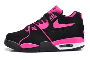 Girls Nike Brand Air Flight 89 Black Suede with Pink Colorway Fe