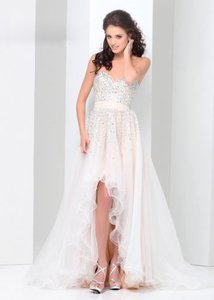 Dazzling Beaded Ivory Tulle High Low Dress