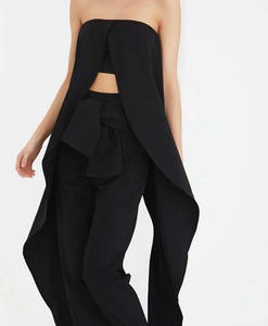 Black Bandeau Maxi Crop Top by Lavish Alice