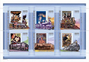 Postage stamps of Guinea Locomotive in cinema, 2001