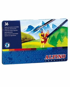 ЦВЕТНЫЕ ШЕСТИГРАННЫЕ АКВАРЕЛЬНЫЕ КАРАНДАШИ AQUALINE 36 ЦВЕТОВ ALPINO (АЛЬПИНО)