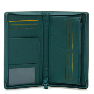 Mywalit Leather Secure Zip Around Travel Document Holder Deep Teal Evergreen