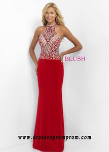 2016 Blush Prom 11091 Alluring Halter Open Back Evening Gown