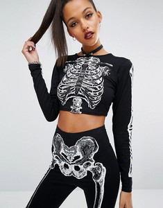 Missguided | Кроп-топ с принтом скелета Missguided Halloween