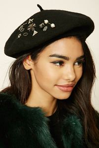 Studded Wool-Blend Beret