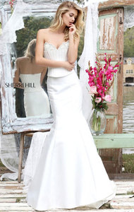 Sweetheart Neckline Ivory Strapless Beaded Sherri Hill 50389 Two Piece Long Satin Mermaid Dresses 2016