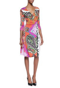 Emilio Pucci Paisley Print V-neck Wrap Dress